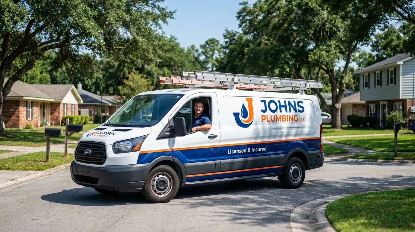 Johns Plumbing LLC service van in Wynnewood, OK