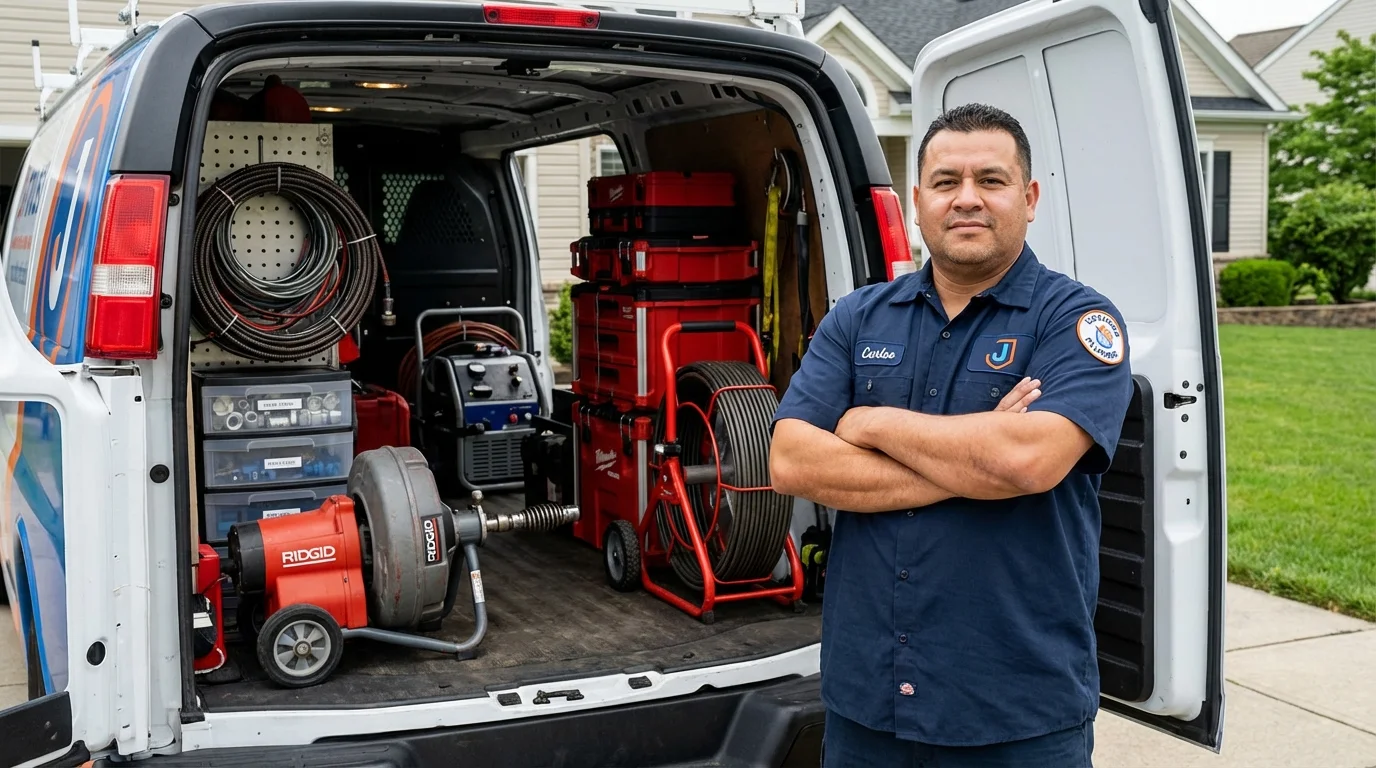 Professional drain cleaning equipment and Johns Plumbing LLC plumber in Wynnewood