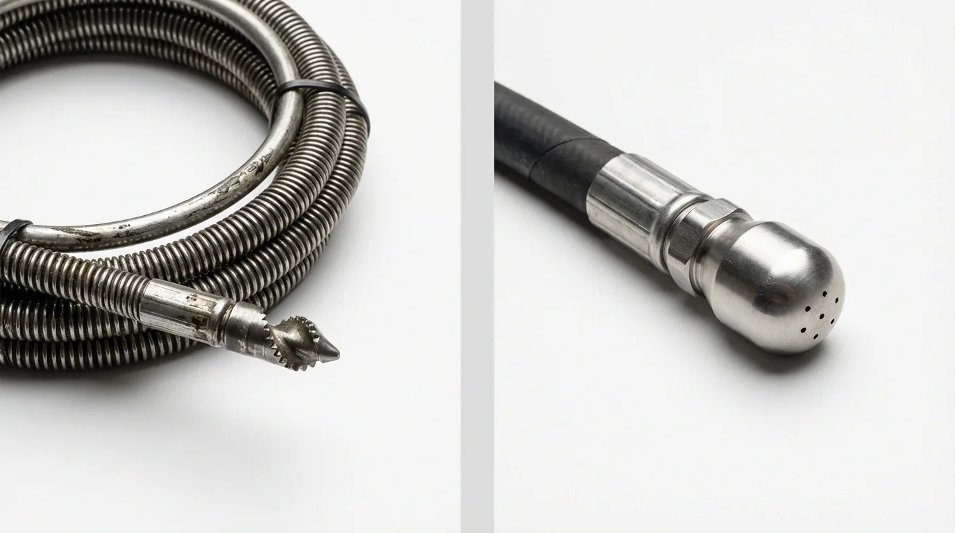 Drain snake cable and hydro jetting nozzle used for drain cleaning in Wynnewood, OK
