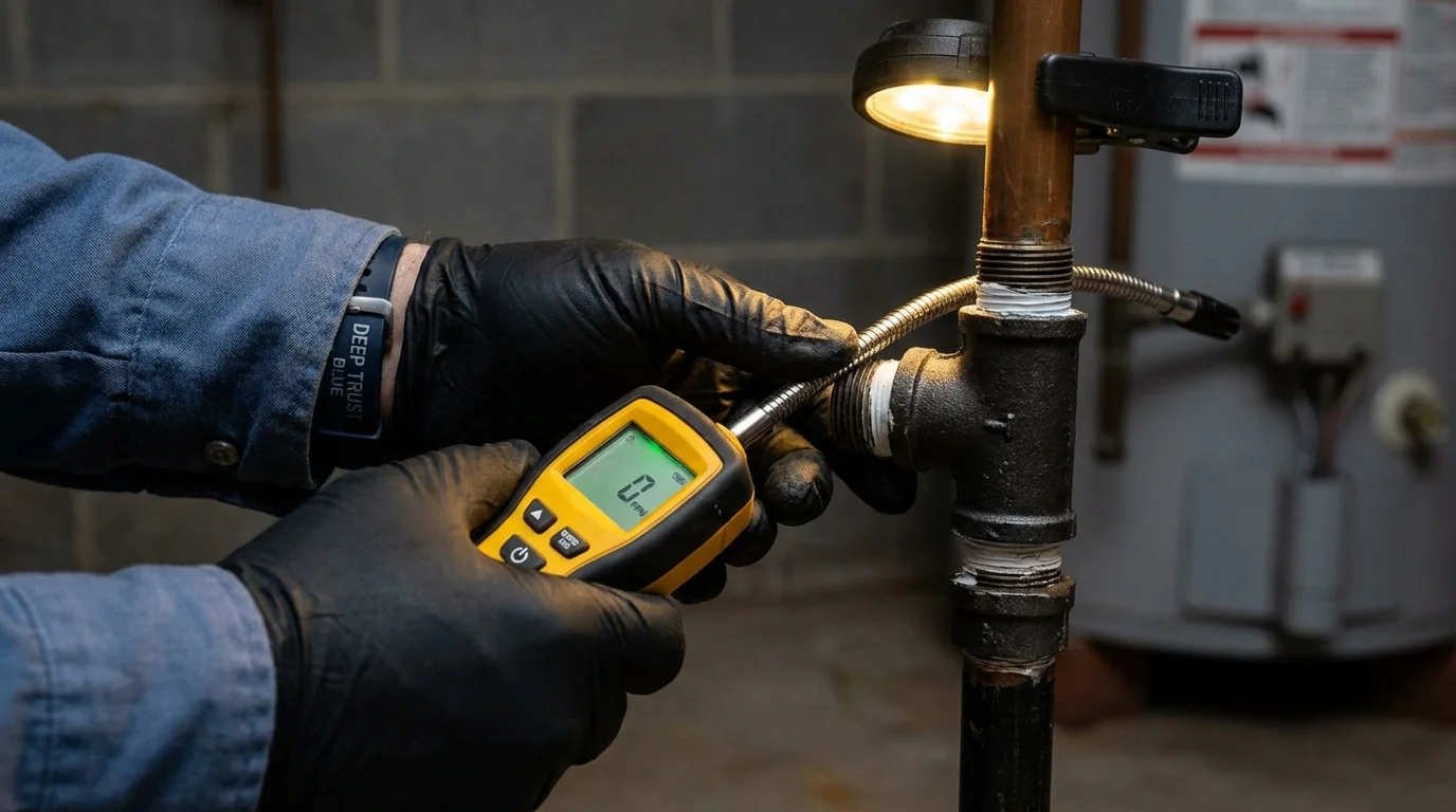 Gas leak detection with electronic sniffer by Johns Plumbing LLC in Wynnewood