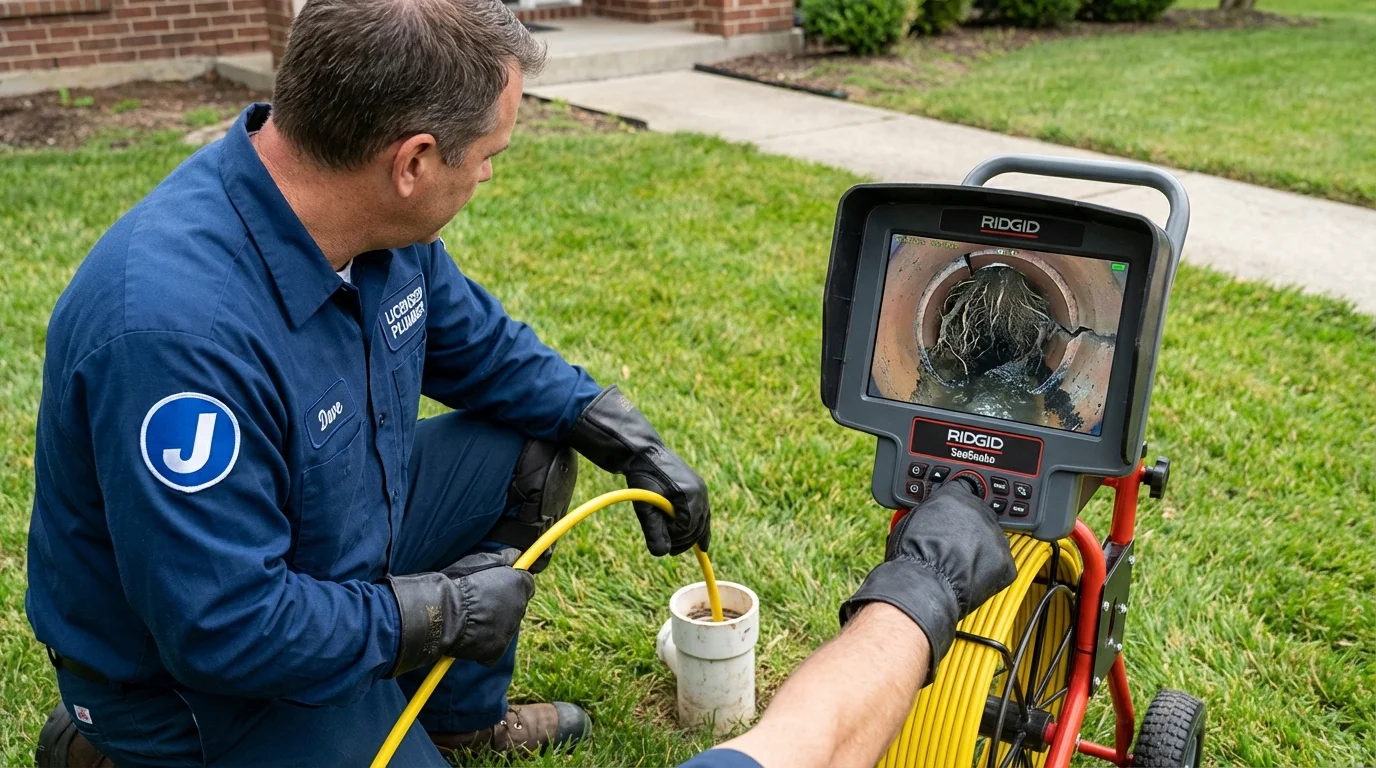 Sewer camera inspection being performed by Johns Plumbing LLC in Wynnewood