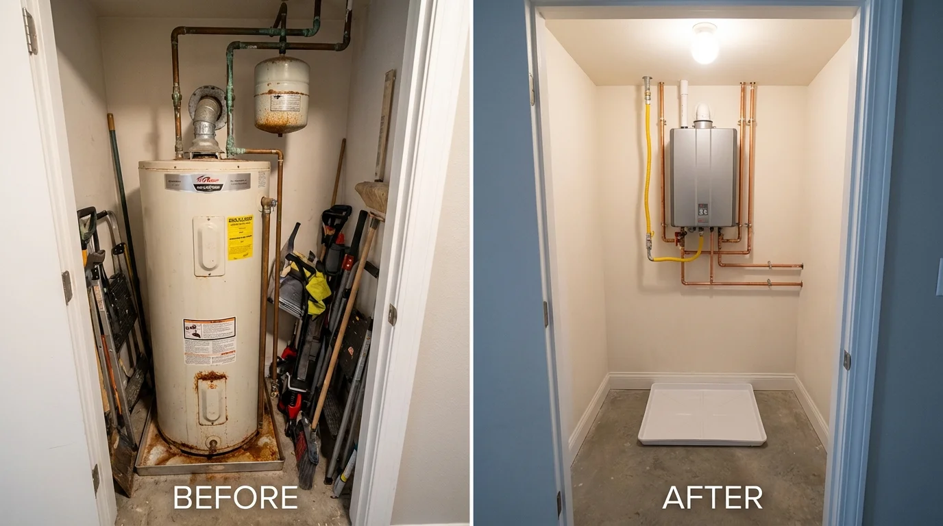 Tank water heater versus wall-mounted tankless unit comparison for Wynnewood, OK homeowners