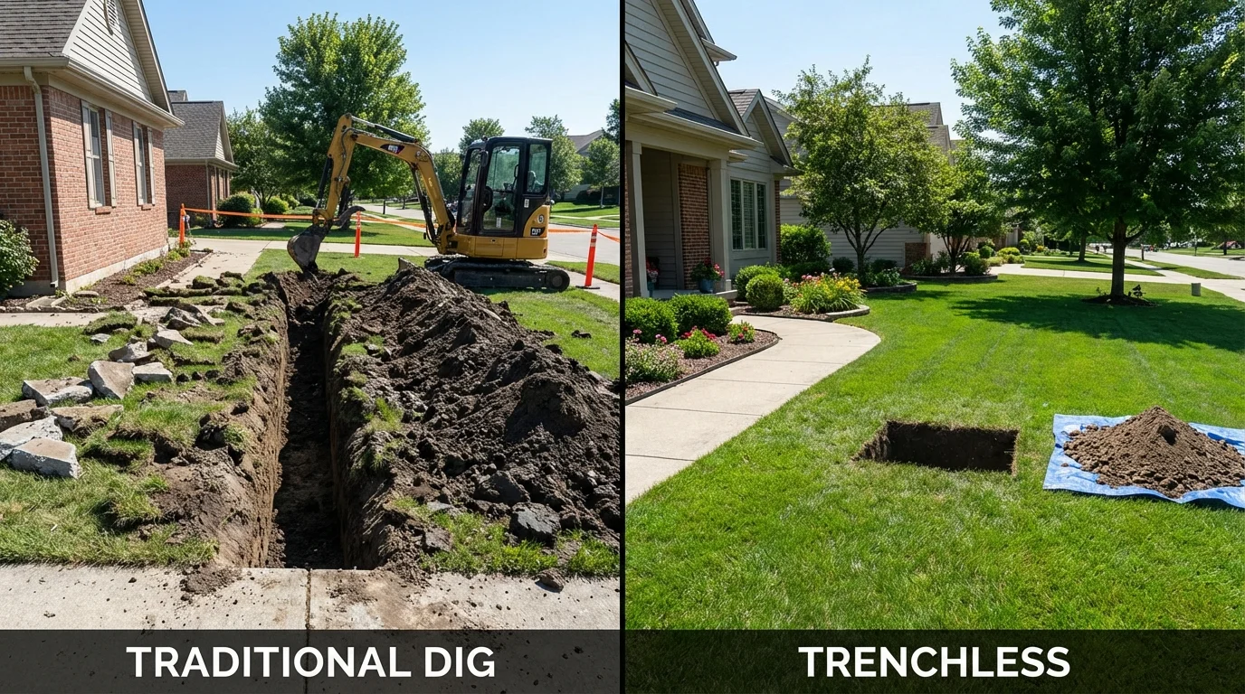Trenchless sewer repair with minimal yard damage versus traditional excavation in Wynnewood, OK